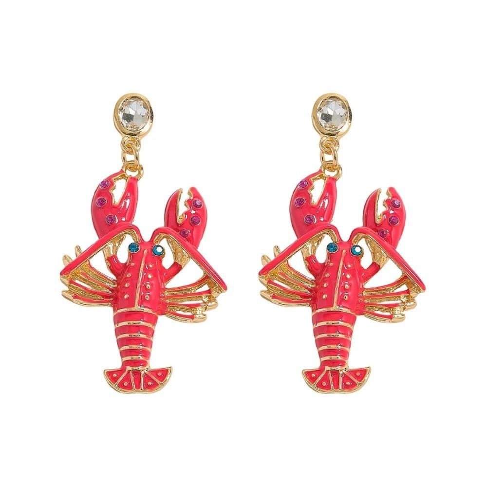 Ocean Series Personalized Earrings Diamond Lobster Decorative Earrings Lobster Earrings  Vacation