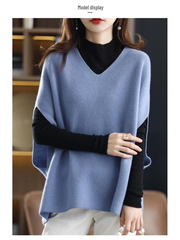 Women's V-Neck Knitted Sleeveless Vest - Autumn/Winter 2025 Loose Cardigan Sweater