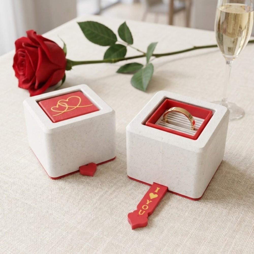 Rotating Pull Out Jewelry Box 3D Printed Couple Surprise Declaration Gift Christmas Gift