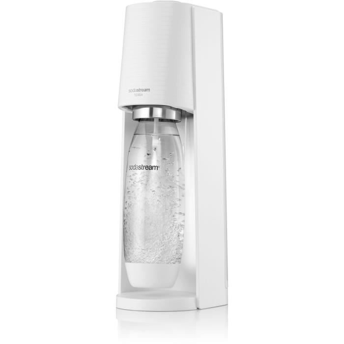 SODASTREAM Soda and Sparkling Water Machine - TERRA White - 2 Dishwasher-safe Bottles - 1 60L Gas Refill