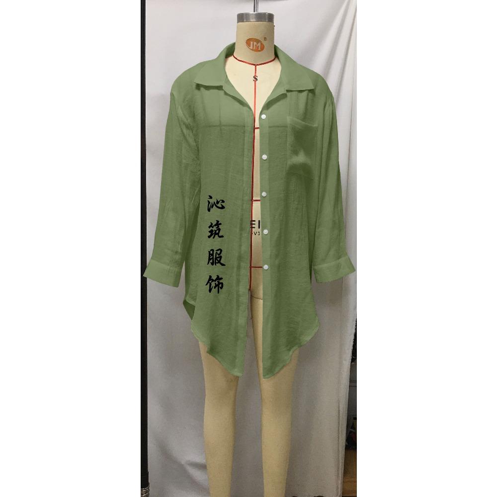 New Beach Blouse Bamboo Cotton Shirt-style Sunscreen Jacket Bikini Outer Cardigan Blouse