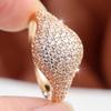 Luxe Gouden Kleur Ring voor Vrouwen Gebogen Belegd Zircon Banket Verjaardag Mode Sieraden Cadeau