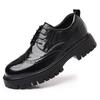 Fashion Men Formal Business Thick Soled Lace-up Oxford Brogues Shoes Luxury Men's Dress Shoes Male Casual Leather Wedding Party Loafers