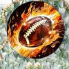 Vintage Football Flame Wreath Metal Poster Wall Art for Sports Bar