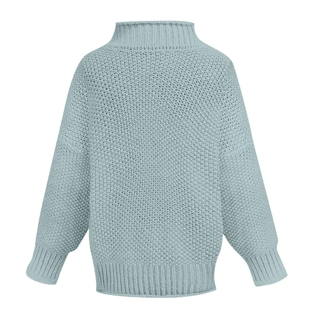 Damenmode-Pullover, einfarbig, Stehkragen, schmaler Strickpullover