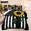 Sunflower Full Size Comforter Sets 3 Piece Black Bedding Comforter Sets Premium Sunflower Decor Bedding Set for Girls and Boys