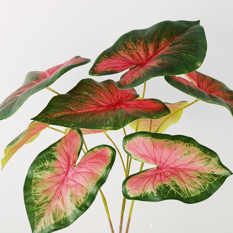 Simulation green plant 3 fork color taro leaves 3D printing color taro home garden decoration plant wall flower material high simulation