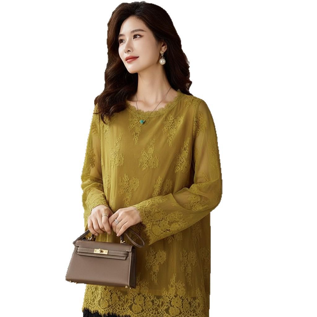 2025 Herbst Stilvolles Große Größen Damen Spitze Durchbrochen Lockerer Überwurf Top