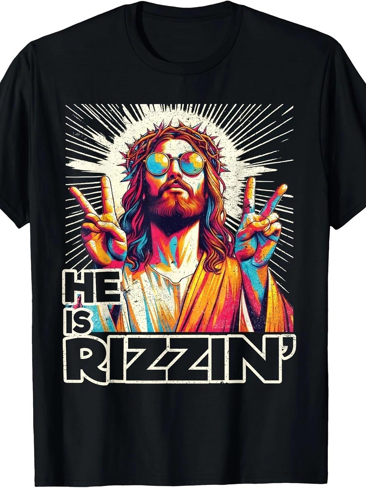 He Is Rizzin  Funny Jesus T-shirt | Sassy Easter Rizz Graphic Tee S-5XL XL