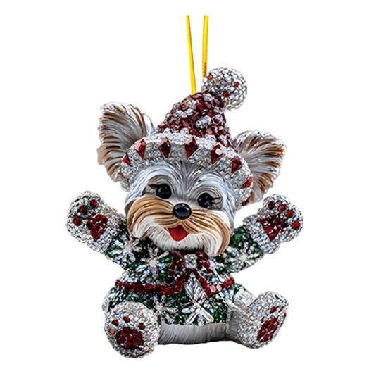 Christmas Ornament 2D Flat Acrylic Santa Claus/Snowman/Puppy Christmas Tree Hanging Ornaments for Holiday Tree Window Wall Decor