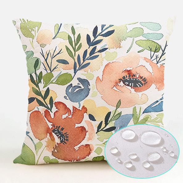 Polyester Waterproof Pillow Cover With Floral Pattern For Living Room Decor