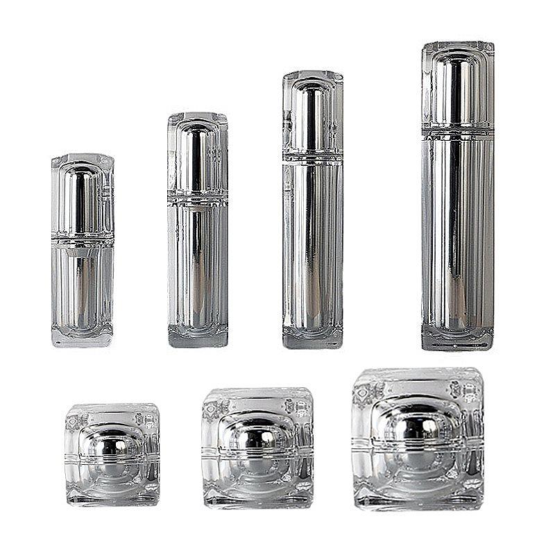 Acrylic Crystal Cream Jars 15/30/50g & Pump Bottles 30/50/100ml, Refillable Cosmetic Containers for Lotion Serum Face Cream