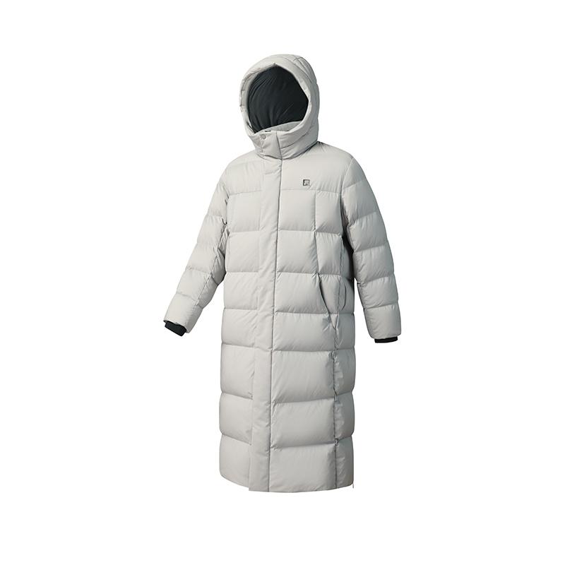 FILA Fitness Minimalist Fashion Casual Versatile Comfortable Warm Waterproof Loose Long Hooded Goose Down Jacket Unisex outerwear A51U541902FBG