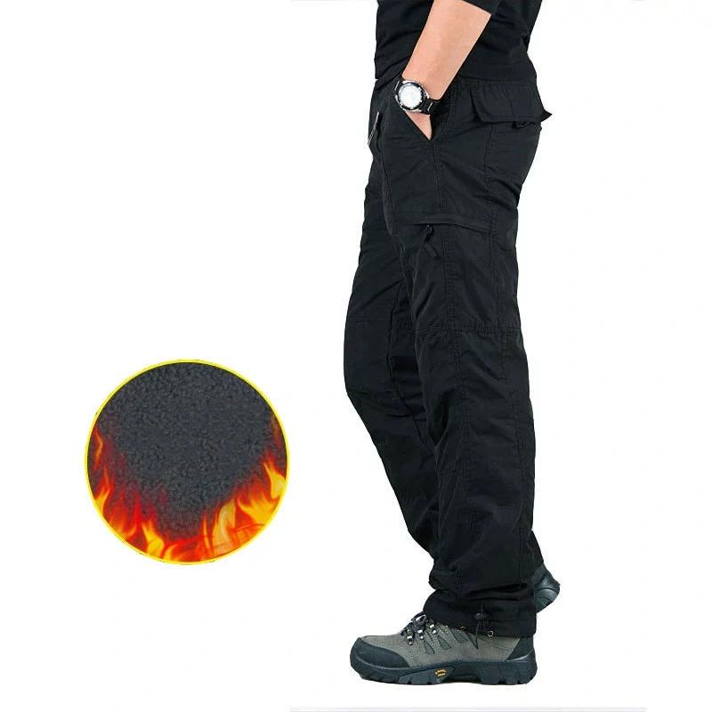 Осенне-зимние утепленные флисовые брюки мужские повседневные теплые комбинезоны многокарманные брюки термокарго мужская одежда больших размеров 6XL