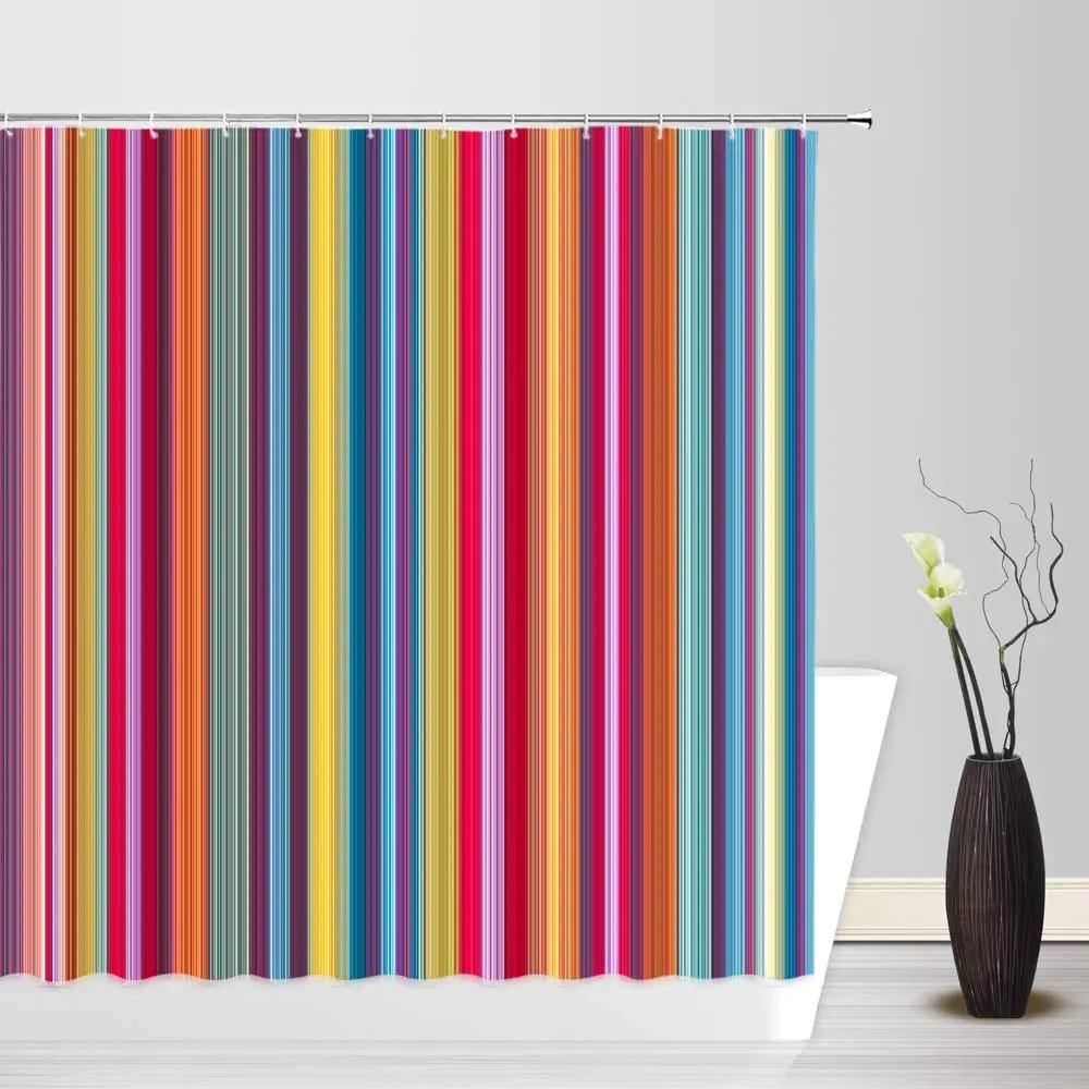 Colored Geometric Ombre Shower Curtains For Bathroom, Gradient Color Design Art Waterproof Fabric Bath Curtains,Teal/Blue/Orange