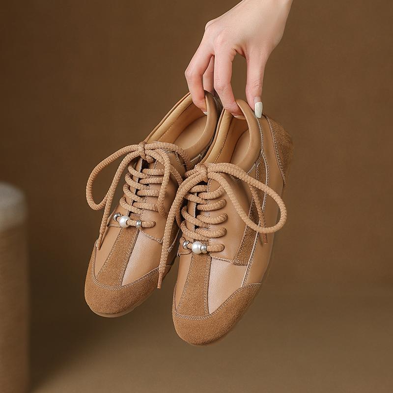 Fashion 2025 New Loafers Lace-up Shoes Woman Suede Leather Slip-on Loafers Casual Moccasins Female Flats Shoes Comfort Spring Shoes
