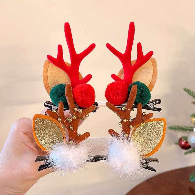 Christmas Antler Hair Clips for Girls - Holiday Party Hair Accessories for Children