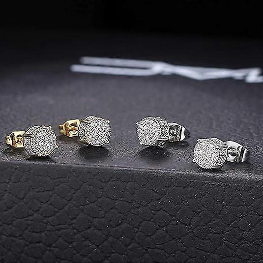 5A+ Full-Diamond Hip-Hop Zircon Stud Earrings for Men & Women, Hypoallergenic, Ideal for Everyday Wear – Perfect Christmas Gift