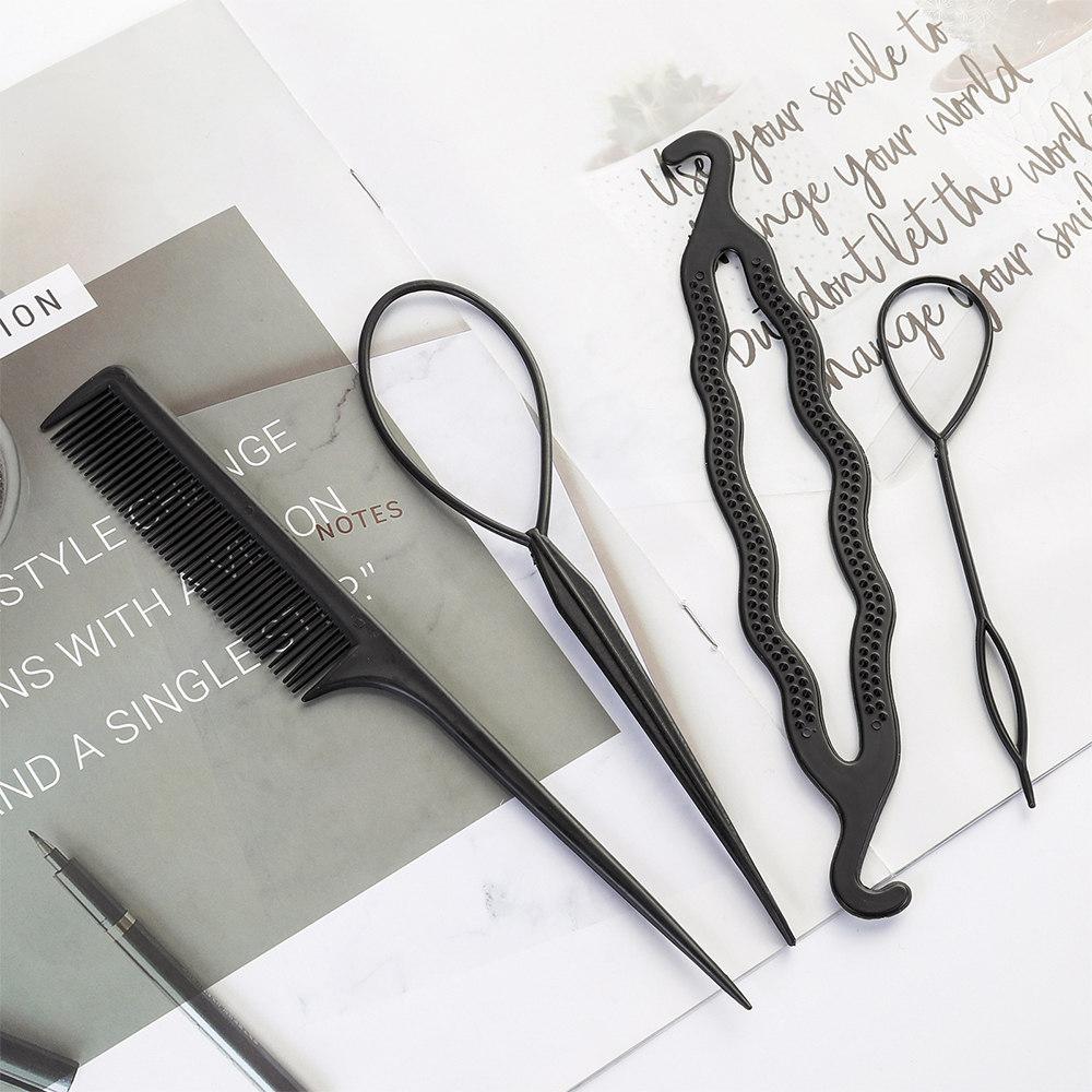 

4 шт. аксессуары для волос, женские инструменты для волос, повязка на голову, шарик, французский твист, волшебный инструмент для самостоятельного изготовления булочек, милые повязки на голову, повязка на голову, посуда, повязка для волос чёрный