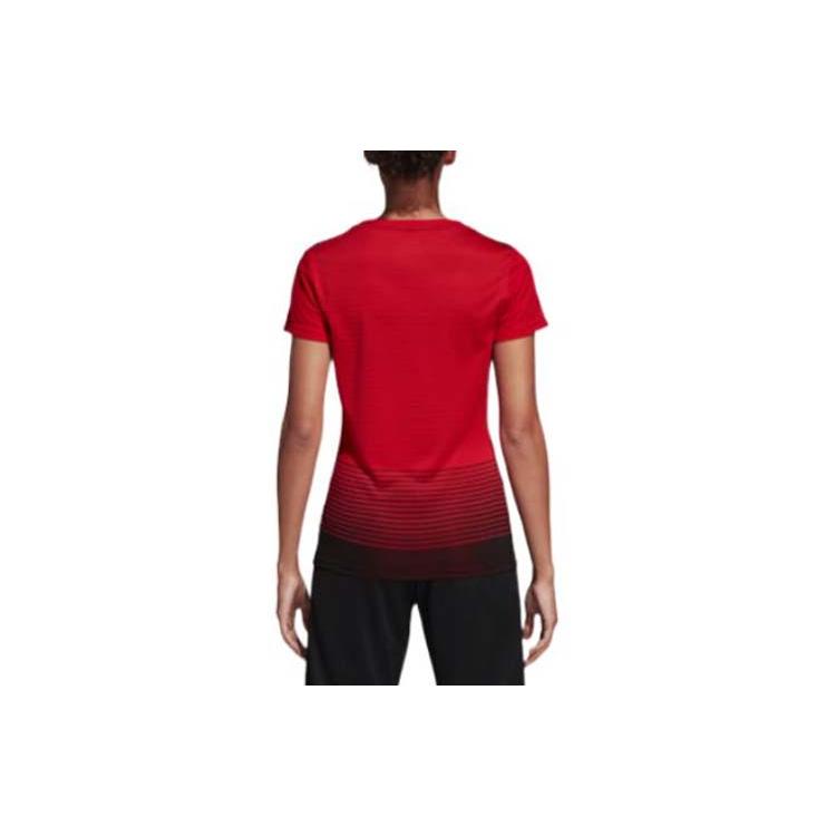 Adidas T Shirts Women's Red Crew Neck Moderate Straight Fit CG0084