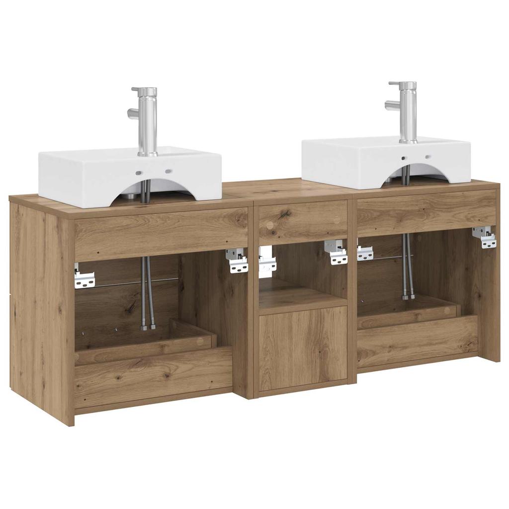 Bathroom Cabinet Set 3 pcs Artisan Oak 129 x 41 x 79.5 cm
