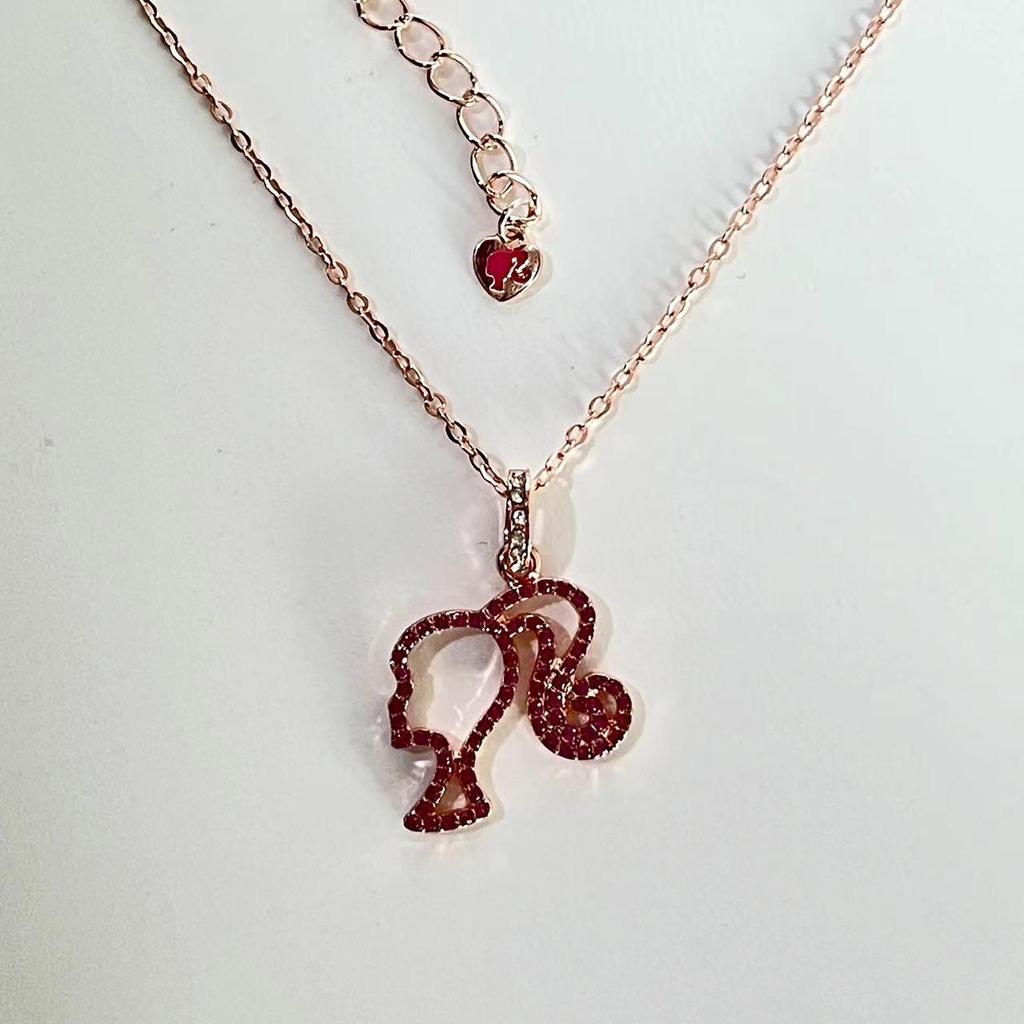 Barbie Prinses Peach Hart Hanger Ketting – Elegant, Licht Luxe Sleutelbeinketting