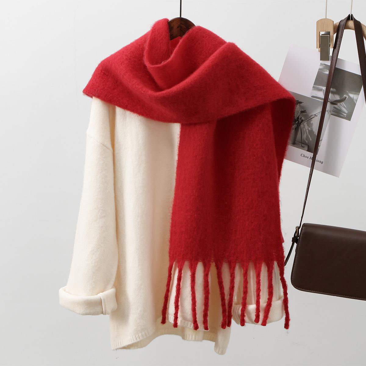 

Winter Scarf for Women Cashmere Warm Solid Pashmina Blanket Wraps Female Thick Soft Bufanda Big Tassel Shawl Long Poncho Echarpe