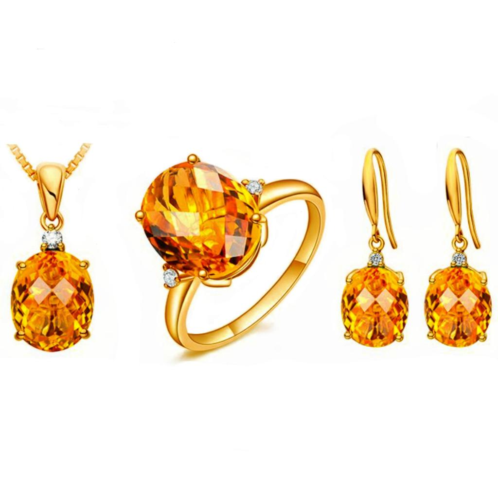 Best-Selling Women's Earrings with 8.0 Carat Imitation Yellow Crystal Gemstone Ear Hooks