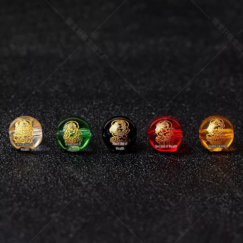 

Имитация агата Гравированные круглые бусины «Пять богов богатства» для мужских и женских аксессуаров Green God of Wealth