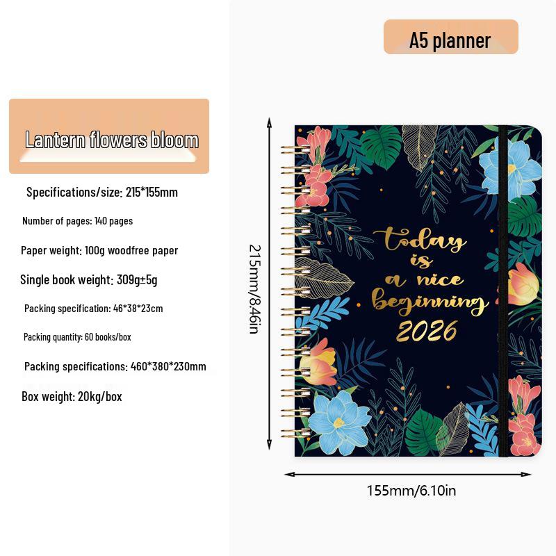 2026 English Student Weekly A5 Planner Coil Notebook