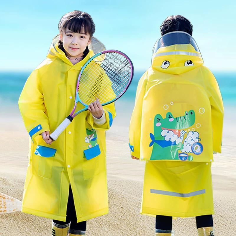 Cartoon Kids Primary School Student Schoolbag Raincoat Poncho Single Cartoon Big BRIM Anti-Blue Pink Raincoat Raincoat