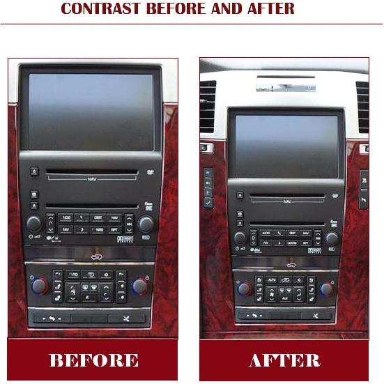 AC & Radio Button Repair Stickers Compatible with 2007-2014 Cadillac Escalade EXT ESV Climate Control and Multimedia Radio Button Repair Decal