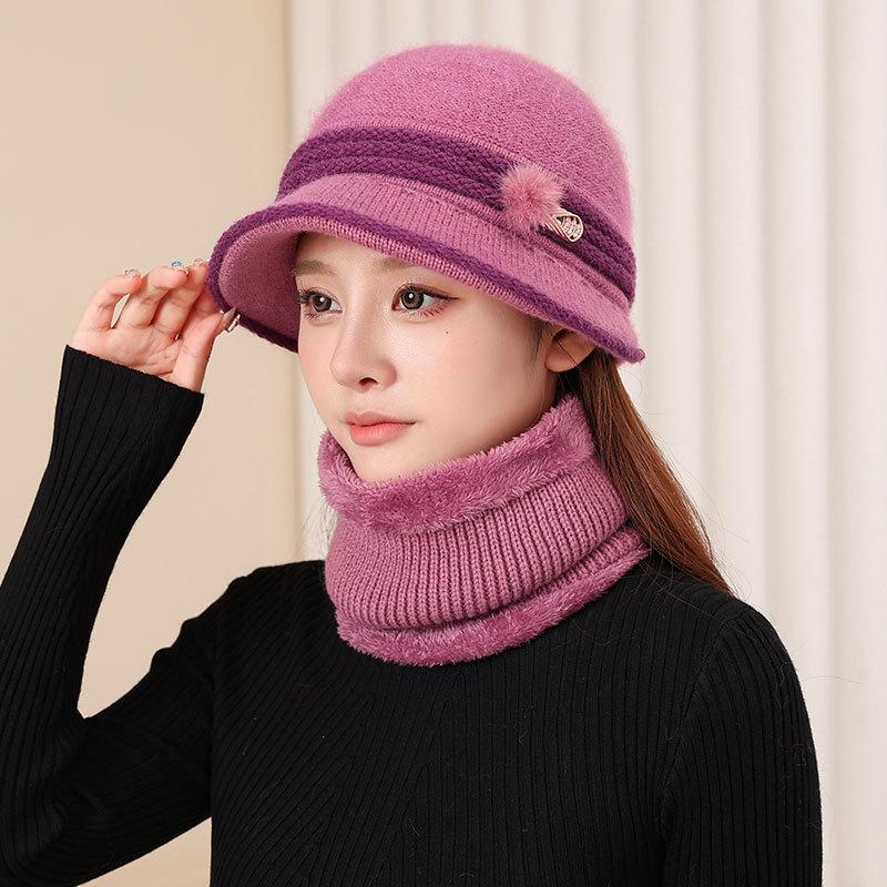 Rabbit Fur Thermal Hat Women's Fashion Cold-proof Wool Cap Autumn and Winter In The Elderly Fleece Cold-proof Cap
