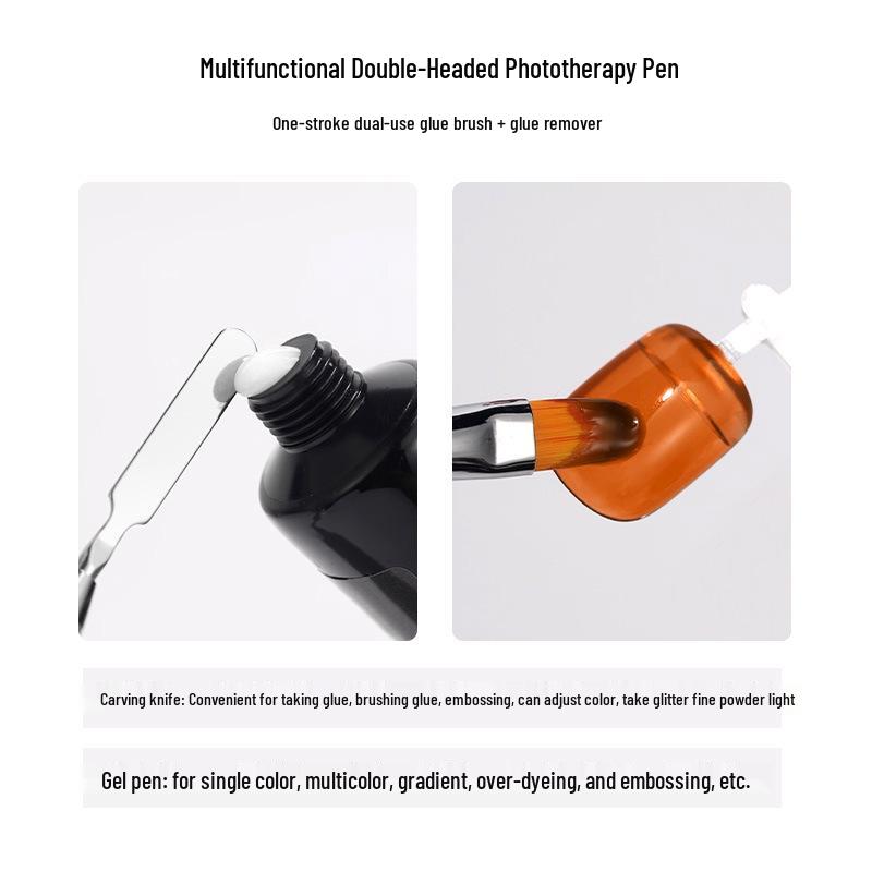 Nail Art Multifunction Double-Head Gel Pen: Quick Extension, Light Therapy, Pick-Up, Carving, Embossing Tools for Salon