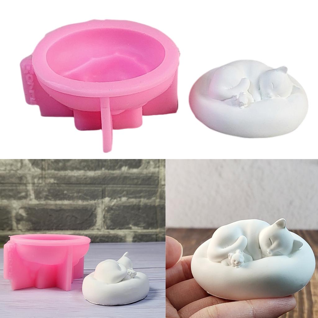 Sleeping Cats Mouse Silicone Molds for Candle Soap Chocolate Candy Cake Fondant Decoration Cement Gypsum Silicone Molds