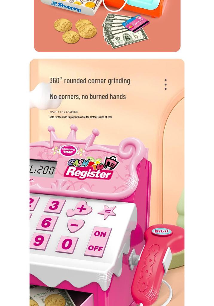 Kids' Interactive Play Supermarket Cash Register with Scanner, Computer, Sound & Light Effects - Perfect Gift for Girls