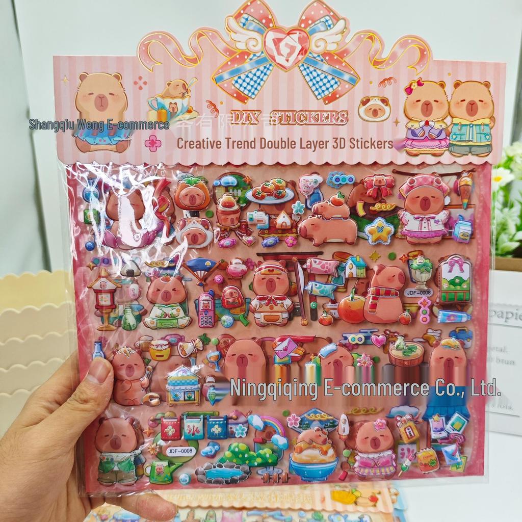 Labubu 3D Cartoon Double-Layer Bubble Stickers: Fun Foam Stickers for Kids' Rewards