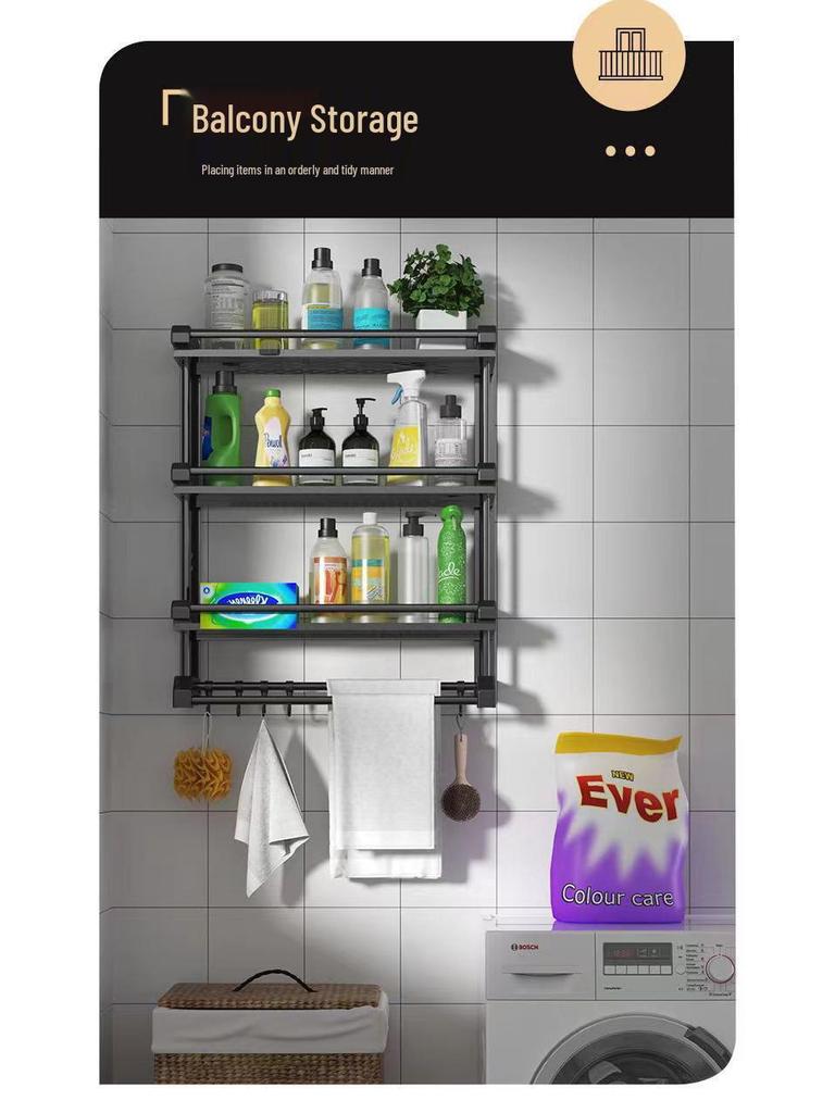 Wandmontierter, stanzfreier Handtuch- und Badezimmerregal aus Edelstahl