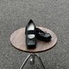 Fashion 2025 Square Toe Retro Fashion Ballet Single Shoes For Women Retro Flat Bow Spring And Autumn Mary Jane Women'S Shoes