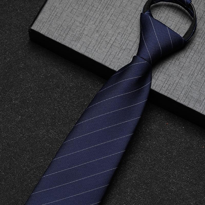 Business Dress Lazy Zipper Free Groom Best Man Wedding Korean Narrow Shirt Striped Plaid Tie