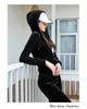 Women's Gold Velvet Tracksuit, 2025 Spring/Autumn Trendy Fashion Casual Hoodie Two-Piece Set