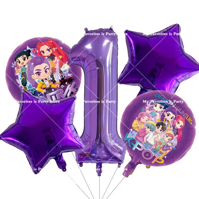 Kpop Demon Hunters Children Birthday Party Decoration Ball Number Digit 1-10 Balloon Set Baby Shower Supplies Gift Toy s Round Sensory Compression