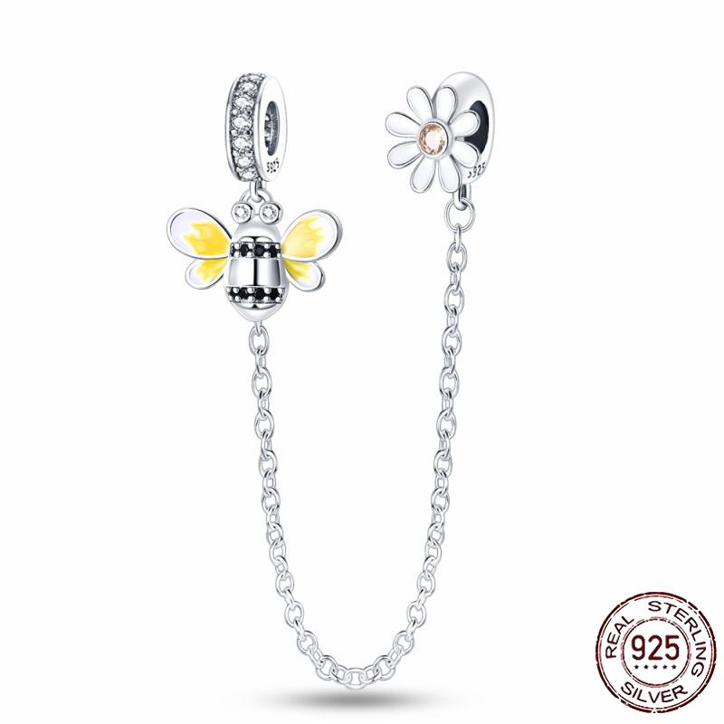 Stříbrný Křišťálový Pavé Bezpečnostní Řetízek Pevný Klip Pramen Přívěsek Vhodný pro Ženy Náramek Stříbrné Šperky Párty Narozeninový Dárek