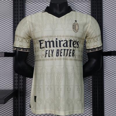 2024Ac Joint Version Black Beige Fan Version Jersey Print Number Jersey Ibrajirucaka Maldini