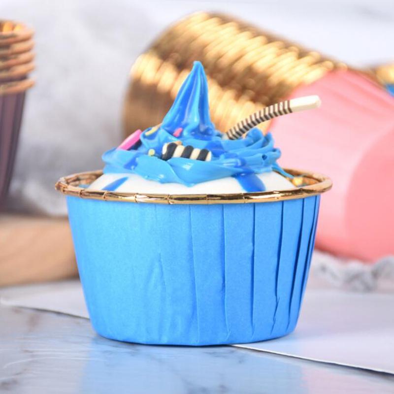 50Pcs Large 5039 Aluminum Foil Wrapper Paper Gold Cupcake Liner Baking Cup