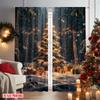 2pcs 2D flat printing Christmas Scene Curtain christmas trees6 Versatile Fabric Without Electricity Family Party for Holiday