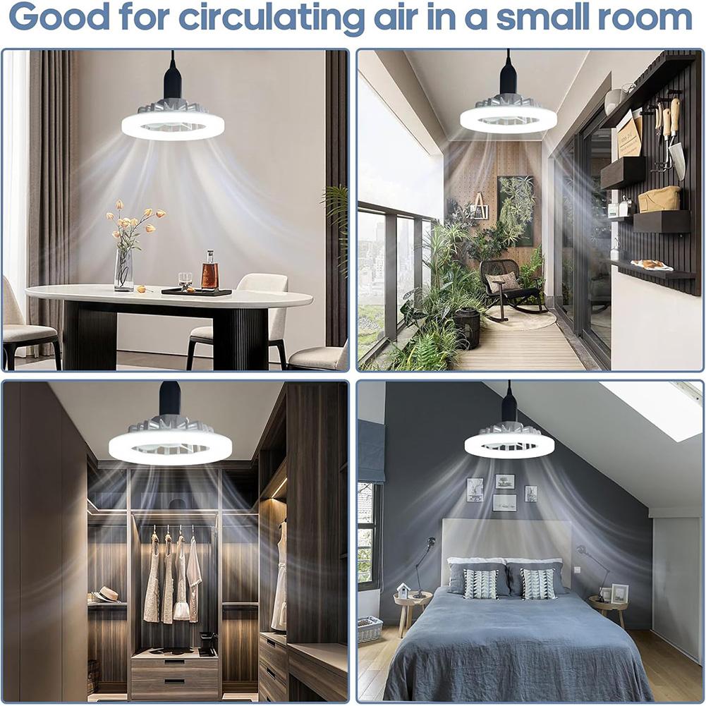 2 In 1 Ceiling Fan LED Lamp Remote Conrtrol Infinitely Dimmable E27 Base Bottom Noise Mute LED Decorative Light Silent Chandelie