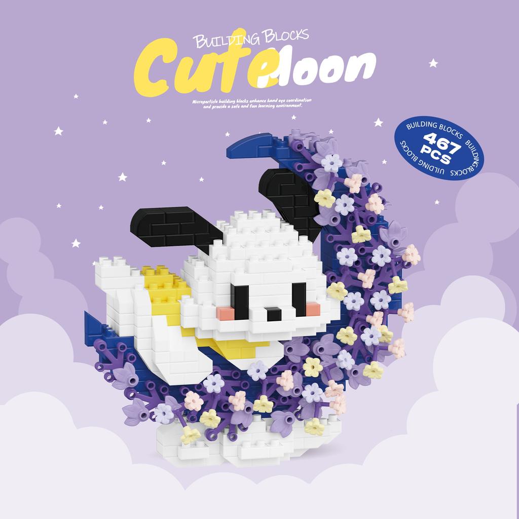 Cute Pets With Flowers Micro Building Blocks Cartoon Figures Animals Cats Panda Sanrio Disney Ornament Christmas Gifts