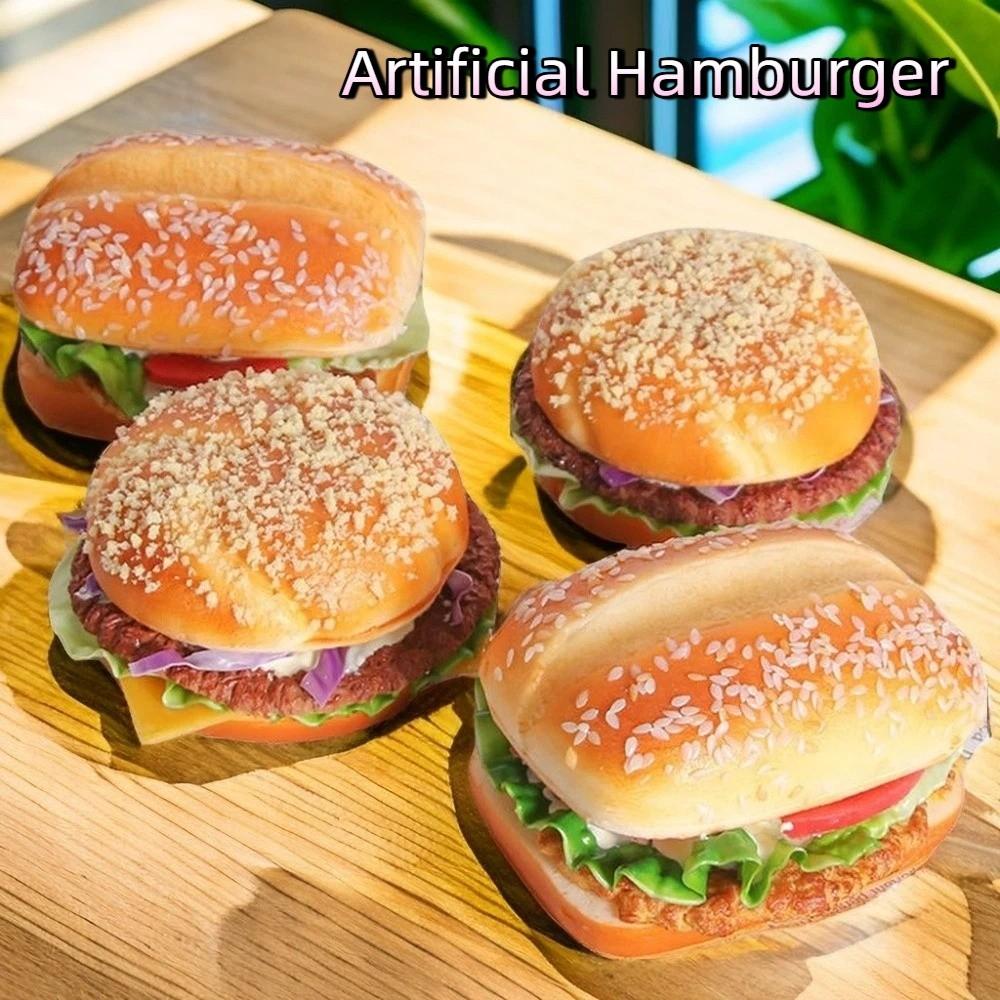Realistic Beef Burger Model Soft PU Food Simulation Model Creative Fake Bread  Shop Window Display