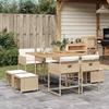 Vidaxl 9-Cz. Gartenmöbel-Set mit Kissen, Beige, Polyrattan